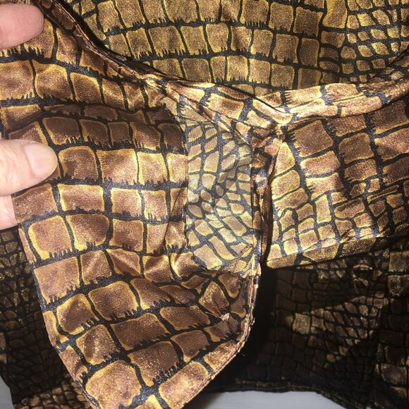 Tess Ladies' LS Blouse Snakeskin Print Brown Copper Black Size 6 - Picture 6 of 11